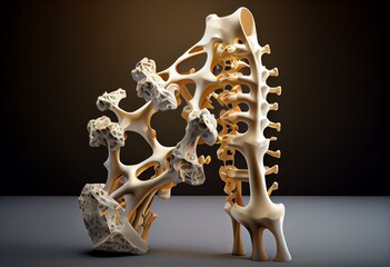 Osteoporosis stage 1 of 4 - upper limb bones - 3d rendering. Generative AI