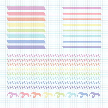 蛍光ペンで書いたいろいろな線