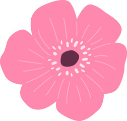 Spring Pink Floral Illustration in Flat Style