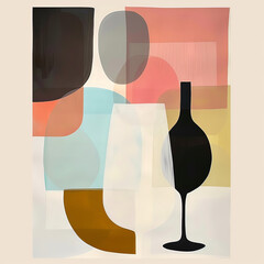 Wine Bottle and Glass Vector Illustration for Beverage and Celebration Menu Design. Concept of Art and Creativity.