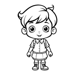 Coloring pages for kids featuring cartoon characters - black and white vector outline, ready for coloring