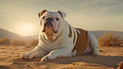 pet bulldog english white - obrazy, fototapety, plakaty