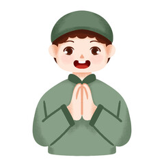 cute muslim kid greeting eid mubarak