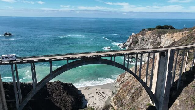 Bixby Creek Bridge At Highway 1 California United States. Bridges Highway 1 California. Paradise Landscape Idyllic Vibrant. Paradise Seaside Idyllic Turquoise Coast.