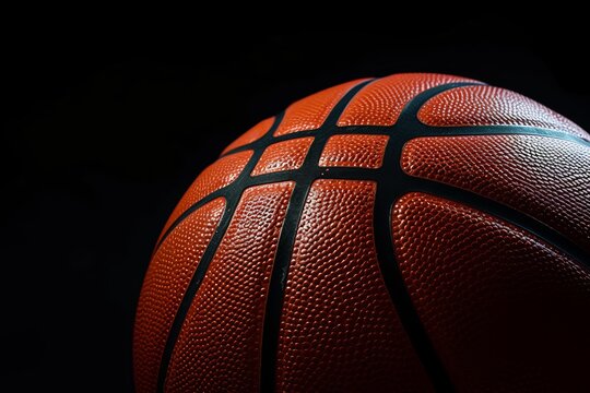 Black background basketball ball