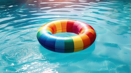 Naklejka premium Inflatable Ring Floating in Swimming Pool