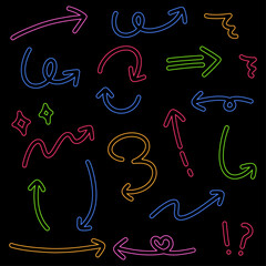 手書きの矢印セット、ポップな矢印、ベクター