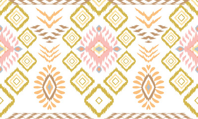Ikat paisley embroidery on the fabric in Indonesia and other Asian countries.geometric ethnic oriental seamless pattern.Design for background ,curtain, carpet, wallpaper, clothing, wrapping, Batik.