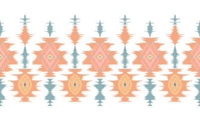 Ethnic abstract ikat art. Seamless pattern in tribal, folk embroidery, and Mexican style. Aztec geometric art ornament print.Design for background ,curtain, carpet, wallpaper, clothing, wrapping,.