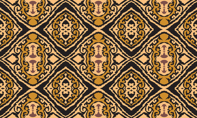 Ethnic ikat seamless pattern, African style, Abstract vector, Chevron embroidery, Paisley embroidery.Design for background ,curtain, carpet, wallpaper, clothing, wrapping, Batik, vector illustration.