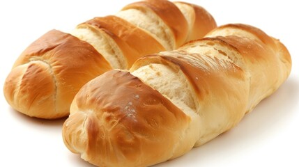 Freshly baked bread on a white background. Shallow DOF.