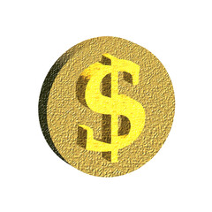 Dollar symbol. Dollar coin. U.S. dollar. Gold coin on a white background, stylish illustration. © romarioart