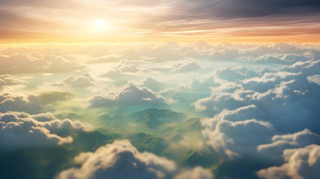 Beautiful aerial view above clouds with sunset 3d render,,
Capturing a cloud in the sky