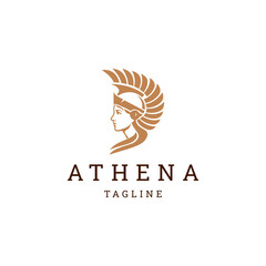 Athena line art logo icon design template
