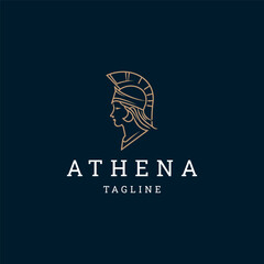 Athena line art logo icon design template