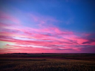 A Deep Purple Sunset over Eastern Montana Fields