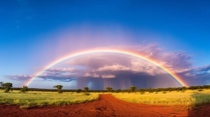 A double rainbow gracing the sky after a storm