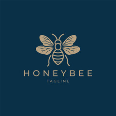 Honey bee line art logo icon design template - obrazy, fototapety, plakaty