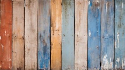 A textured wooden fence with peeling paint