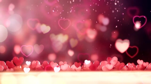 Heart love scene with beautiful decorations, animated virtual repeating seamless 4k