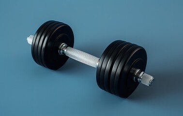 dumbbells on a blue background