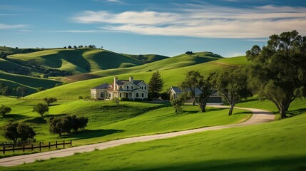 Fototapeta na wymiar landscape farm hills