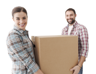 Young couple moving into a new house