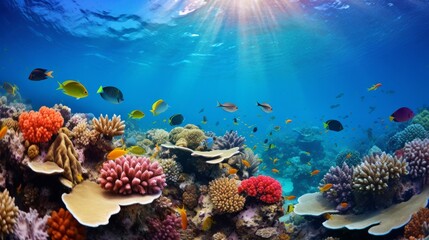 Obraz na płótnie Canvas A vibrant coral reef teeming with marine life