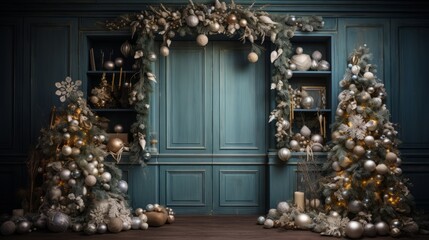 Fototapeta na wymiar Magic of the holidays through this enchanting ornament backdrop