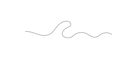 Wave ocean line and curve line on transparent background. Sea wave water ocean one line drawing logo art. Ocean pattern web banner, backdrop, wave line background.