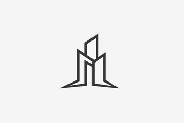 Illustration vector graphic of simple line art building. Good for logo
