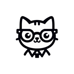 cute cat wearing eyeglass logo vector illustration template design