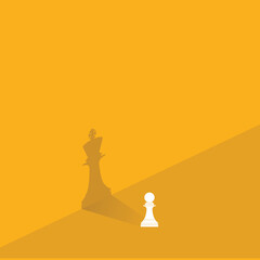 Dream big. Vector chess pawn with shadow of the king	