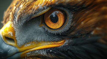 closeup shot of the eye of a eurasian eagle owl in daytime Close up macro photo of the Short eared Owls eye