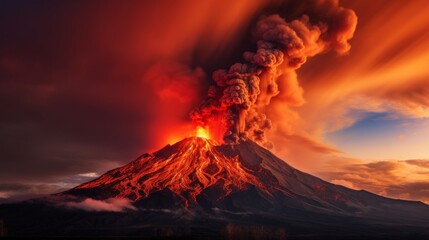 The fiery hues of a volcanic eruption - obrazy, fototapety, plakaty