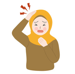 cute hijab woman hurt expression
