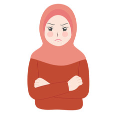 cute hijab woman angry expression
