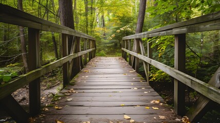 wooden bridge in the forest 