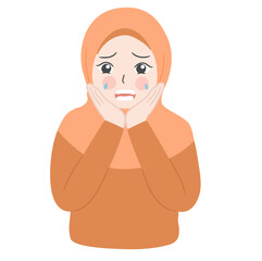cute hijab woman panic expression