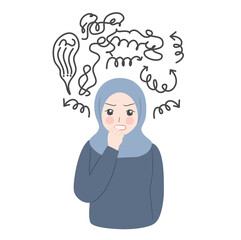 cute hijab woman stressed expression