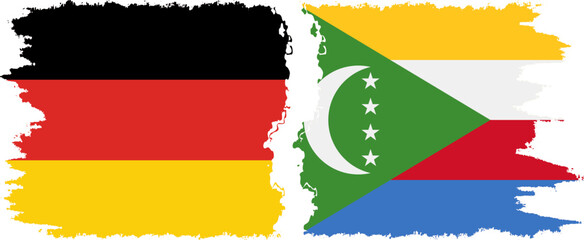 Comoros and Germany grunge flags connection vector