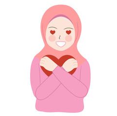 cute hijab woman loving expression