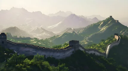 Foto op Plexiglas Winding Great Wall over mountains and valleys © PSCL RDL