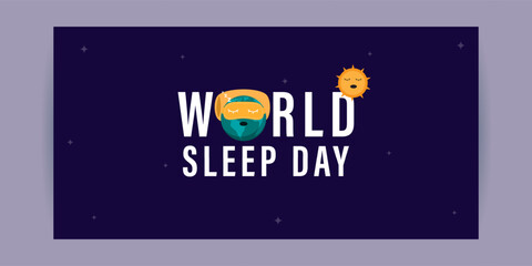 Vector illustration of World Sleep Day social media feed template