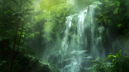Fototapeta na wymiar Beautiful waterfall in the forest. 