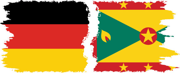 Grenada and Germany grunge flags connection vector