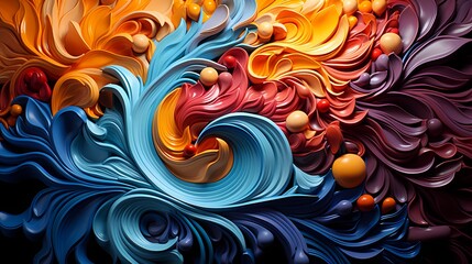 A surrealistic swirl of vibrant rainbow-colored paint