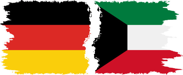 Kuwait and Germany grunge flags connection vector
