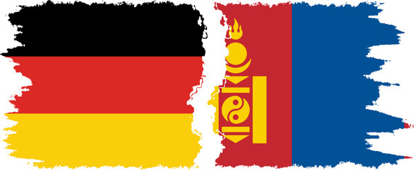 Mongolia and Germany grunge flags connection vector