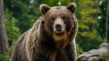 Fototapeta premium Large Carpathian brown bear portrait wild animal
